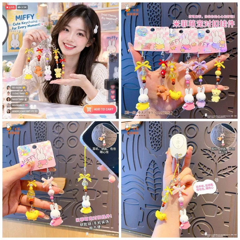 Fashion Backpack Women - MIFFY Plush Keychain Bunny Pendant Bag