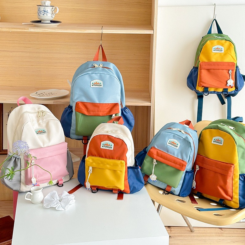 New Color Blocked Children's B - Canvas Backpack Casual ulasan dan harga